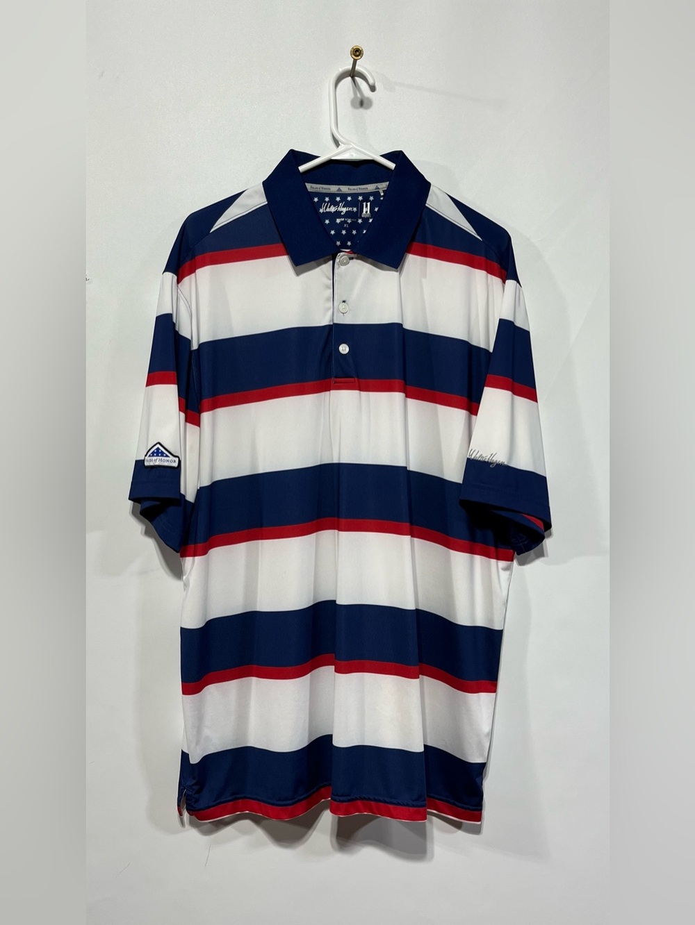 Walter Hagen Folds Of Honor Navy White Red Striped Polo Size XL